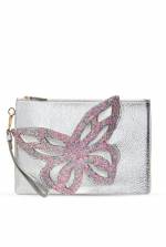 Sophia Webster Silver Leather Butterfly Clutch